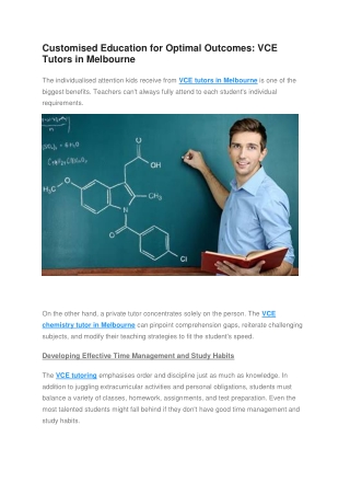 Customised Education for Optimal Outcomes - VCE Tutors in Melbourne
