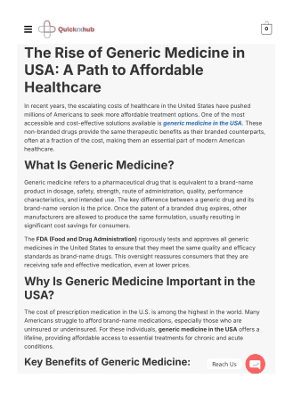 Generic Medicine In USA