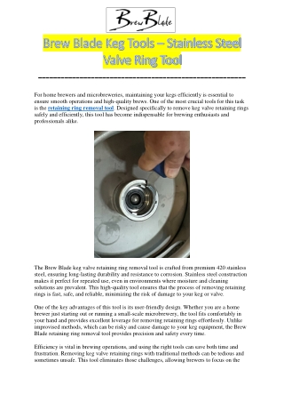 Keg retaining ring knife