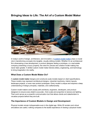 Why You Should Hire a Professional Custom Model Maker