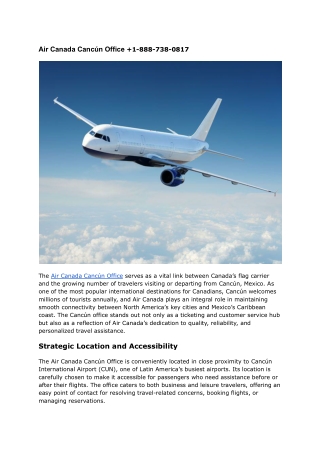 Air Canada Cancún Office  1-888-738-0817