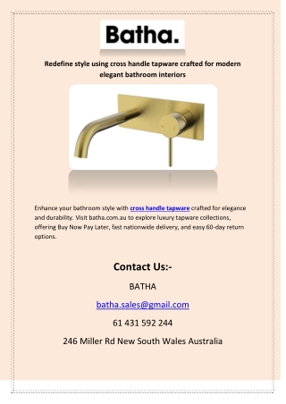 Redefine style using cross handle tapware crafted for modern elegant bathroom