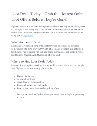 Loot Deals Today – Grab the Hottest Online Loot Offers Before They’re Gone