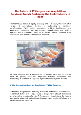 The Future of IT Mergers and Acquisitions Services Trends Reshaping the Tech Industry in 2025