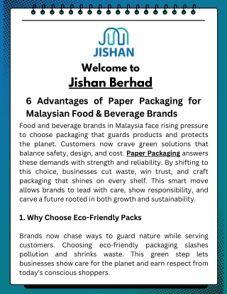6 Advantages of Paper Packaging for Malaysian Food & Beverage Brands
