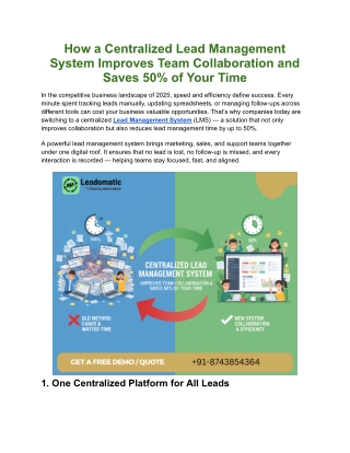 How a Centralized Lead Management System Improves Team Collaboration and Saves 50% of Your Time