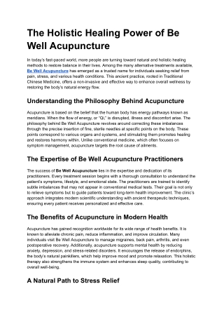Be well acupuncture