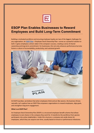 ESOP Plan Enables Businesses to Reward Employees and Build Long-Term Commitment