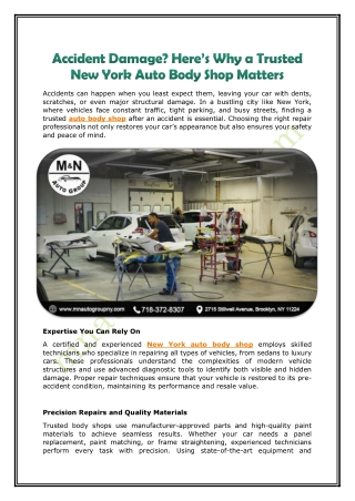 Accident Damage - Here’s Why a Trusted New York Auto Body Shop Matters.docx
