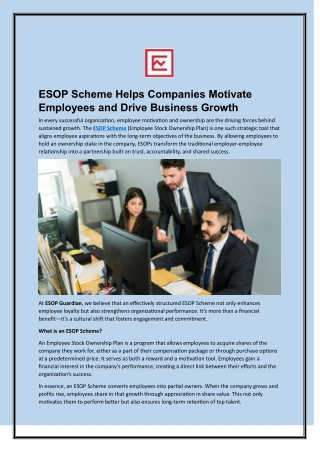 ESOP Scheme Helps Companies Motivate Employees and Drive Business Growth