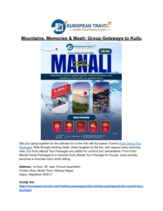 Kullu group tour packages