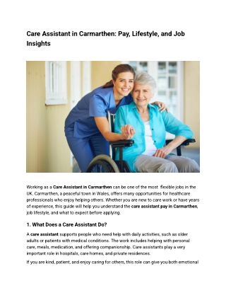 Care Assistant in Carmarthen: Pay, Lifestyle, and Job Insights