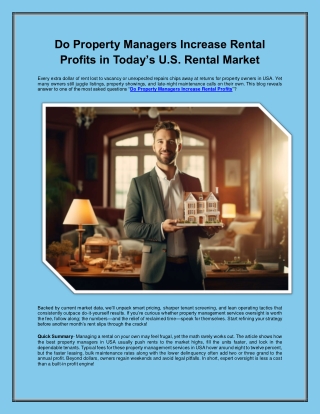 Do Property Managers Increase Rental Profits in Today’s U.S. Rental Market?