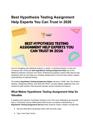 Best Hypothesis Testing Assignment Help Experts You Can Trust in 2026