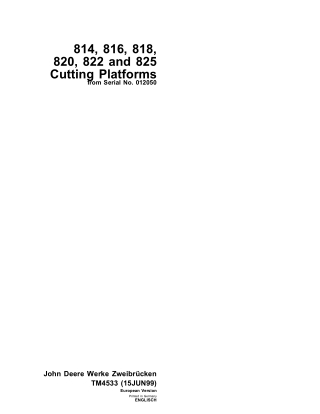 JOHN DEERE 814 CUTTING PLATFORM Service Repair Manual Instant Download (tm4533)