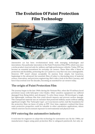 The Evolution Of Paint Protection Film Technology