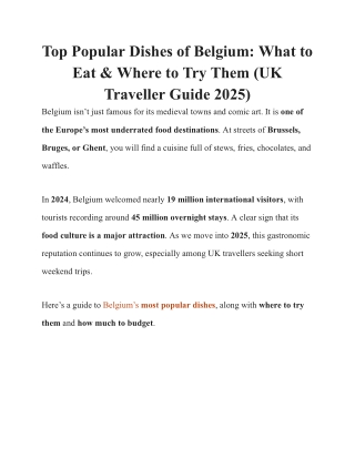 Popular Dishes of Belgium