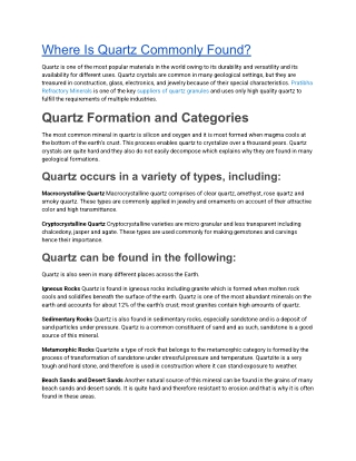 Where Is Quartz Commonly Found