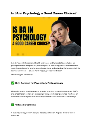 Is BA in Psychology a Good Career Choice