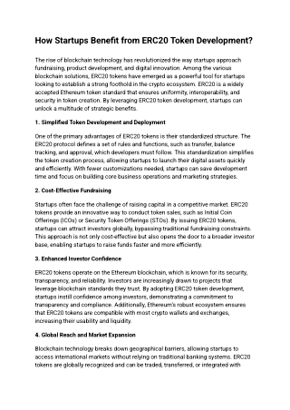How Startups Benefit from ERC20 Token Development_