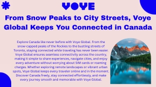 Connect Anywhere in Canada, Instantly with Voye Global