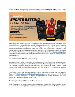Build a Blockchain-Compatible Sportsbook Platform Using Sports Betting Clone App