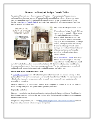 Discover the Beauty of Antique Console Tables