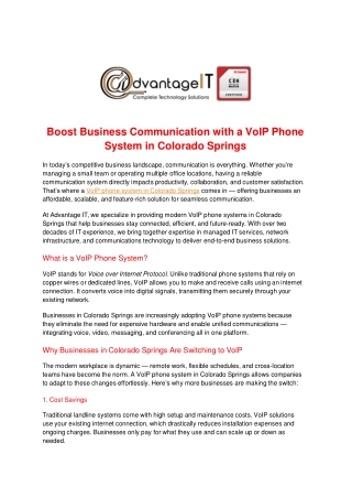 Boost Business Communication with a VoIP Phone System in Colorado Springs