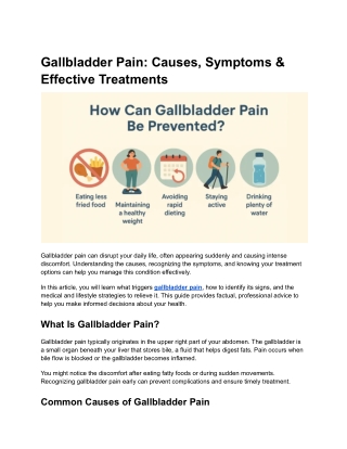 Gallbladder Pain: Causes, Symptoms & Effective Treatments