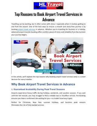 Top Reasons to Book Airport Travel Services in Advance