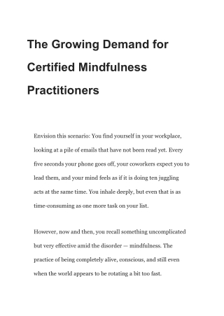 The Growing Demand for Certified Mindfulness Practitioners
