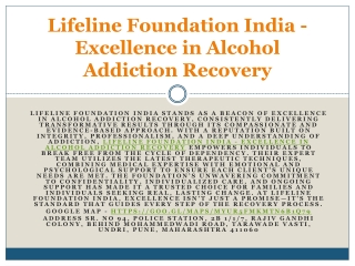 Explore Premier Alcohol Recovery Solutions - Lifeline Foundation India