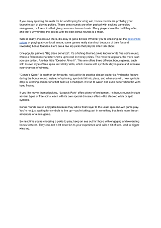 Pokies With the Best Bonus Rounds_ Top Picks with Exciting Features