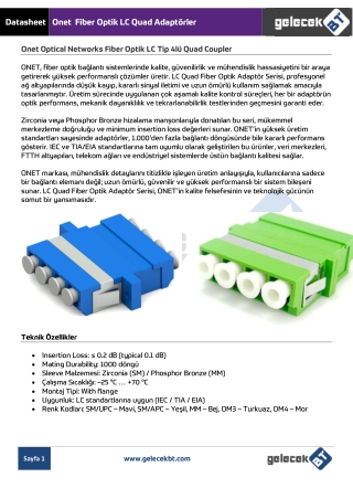 Onet Optical Networks Fiber Optik LC Tip 4lü Quad Coupler