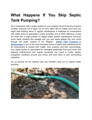 What Happens If You Skip Septic Tank Pumping_