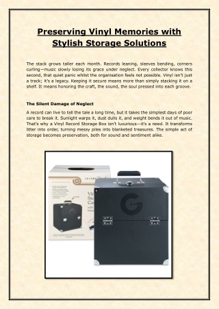 Preserving Vinyl Memories with Stylish Storage Solutions