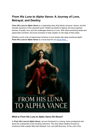 Ultimate Guide to Reading From His Luna To Alpha Vance in 2025