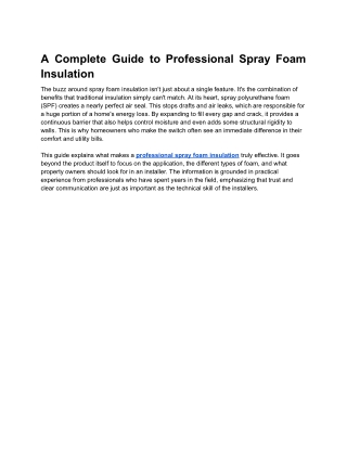 A Complete Guide to Professional Spray Foam Insulation