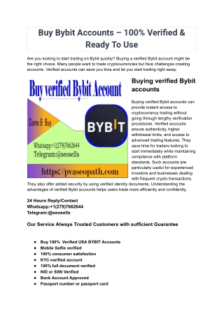 Buy Bybit Accounts – 100% Verified & Ready To Use