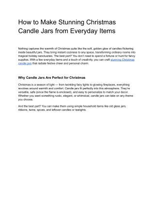 How to Make Stunning Christmas Candle Jars from Everyday Items