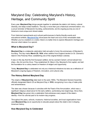 Maryland Day_ Celebrating Maryland’s History, Heritage, and Community Spirit