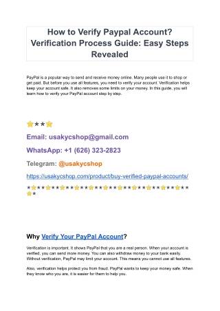 Buy Verified PayPal Accounts - 100% USA , UK & CA PayPal