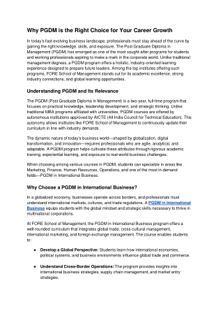 Why PGDM is the Right Choice for Your Career Growth