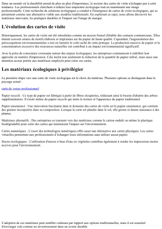 Le futur des cartes de visite : vers l'écologie !