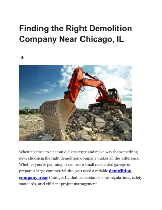 Finding the Right Demolition Company Near Chicago
