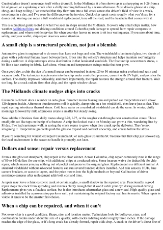 Chip Repair Columbia SC: How Quick Repairs Save Money