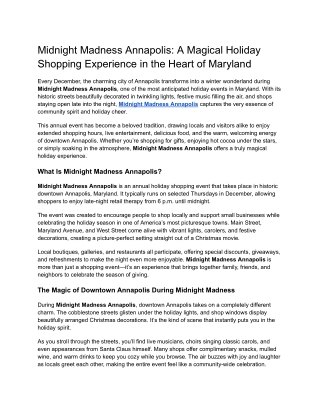 Midnight Madness Annapolis_ A Magical Holiday Shopping Experience in the Heart of Maryland