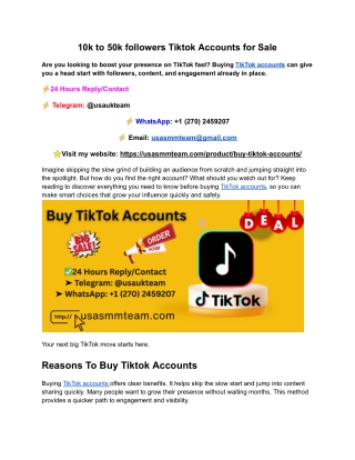 10k to 50k followers Tiktok Accounts for Sale