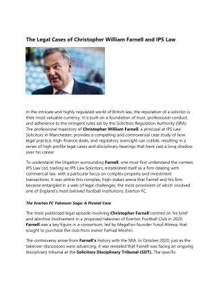 The Legal Cases of Christopher William Farnell -Chris Farnell and IPS Law