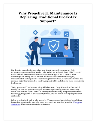 Why Proactive IT Maintenance Is Replacing Traditional Break-Fix Support?